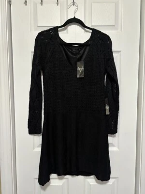 Vertigo Womens Black Long Sleeve V Neck Pullover Comfort Sweater Dress Size XL - Image 1 of 3
