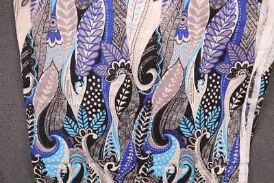 Marimba 96"L x 44"W por Fabri-Quilt Azul Negro Paisley Hoja Formas Tribal Foto 1 de 4