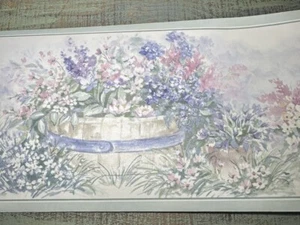 Wallpaper Border Flower Pastel 2 Rolls 5 Yards Each - Picture 1 of 12