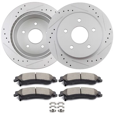 Rear Drilled Brake Rotors + Ceramic Pads for Chevy S10 Blazer GMC Jimmy Bravada - Imagem 1 de 4