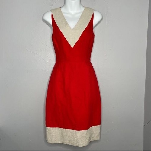 Abito James KATE SPADE NEW YORK rosso avorio lino taglia 2