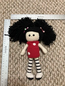 Niña Vestido Rojo Muñeca Amigurumi Hecho a Mano Suave Crochet Hecho a Mano Grande - Imagen 1 de 4