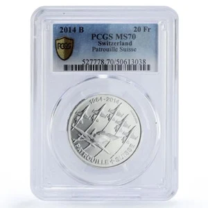 Switzerland 20 francs Patrouille Suisse Planes Aviation MS70 PCGS Ag coin 2014 - Picture 1 of 2