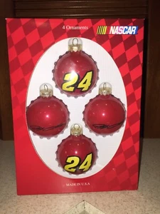 Jeff Gordon #24 4 bolas de Navidad de vidrio NASCAR retirado Jeff Gordon Hendrick #24 - Imagen 1 de 3