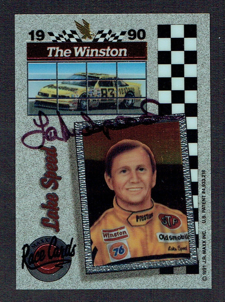 Tarjeta coleccionable Maxx The Winston Acrylics 1991 autógrafo firmado Lake Speed Foto 1 de 1