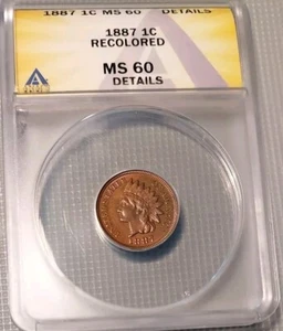 1887 Indian Cent MS60 Details Anacs - Picture 1 of 8