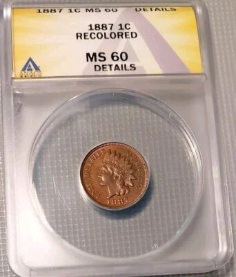 1887 Indian Cent MS60 Details Anacs - Image 1 of 4