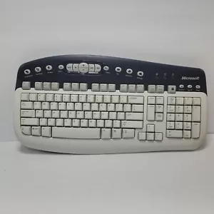 Microsoft Multimedia Keyboard 1.0a KB-0168 Wired. White/Gray/Black Pre-owned - Picture 1 of 5