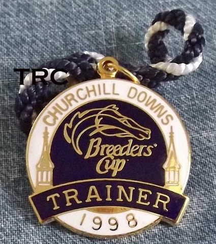 1998 CHURCHILL DOWNS BREEDERS CUP "TRAINER" HORSE RACING LAPEL PIN - BADGE! Cover