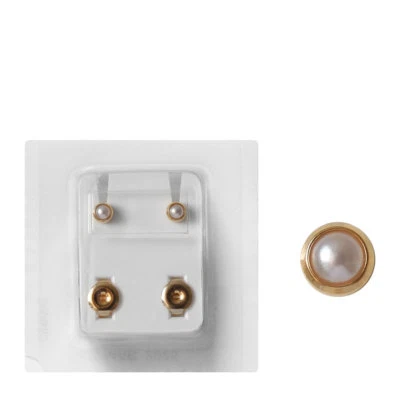 1 Paar Ohrringe Erstohrstecker vergoldet Sterile Ohrstecker Zarge mit Perle - Bild 1 von 4
