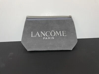 New Lancome GRAY Faux Suede Make-Up Cosmetic Bag Purse Case - Image 1 of 4