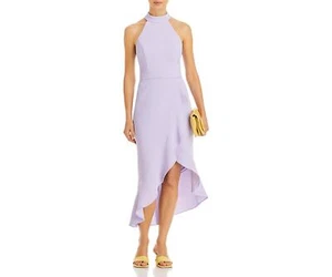 Aqua Womens Ruffled Midi Halter Dress Purple Size 6 - Picture 1 of 5