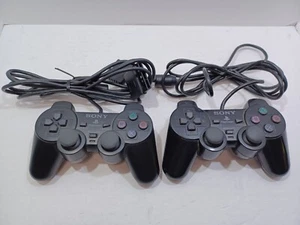 2x Sony PlayStation 2 PS2 DualShock 2 Controller Black OEM - For Parts - Picture 1 of 5