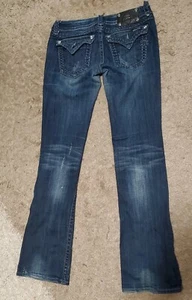 Miss Me dunkelblau Strassverzierung Damen Bootcut JPS5014 Jeans ~ 28 M3020 - Bild 1 von 12