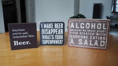 Set of 3 Beer Lover Wooden Box Signs Decorative Home Art - Image 1 of 4