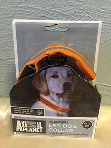 new  ANIMAL PLANET DOG COLLAR adjustable LED flash & GLOW settings SMALL orange - Picture 1 of 3