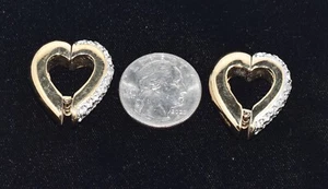 Orecchini Calolee Grossi Galleggianti Cuore Pavè Strass Clip - Foto 1 di 7