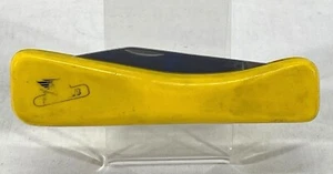 INOX Solingen Germany Yellow Folding Pocket Knife Dekalb LOGO - Blade Wear READ - Picture 1 of 10