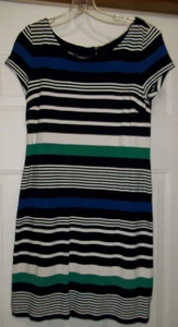 Banana Republic abito donna a righe zip posteriore taglia 6 blu nero verde - Foto 1 di 5