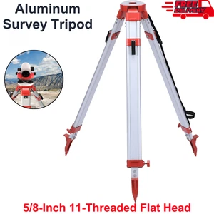 Aluminum Surveying Tripod w 5/8-11 Thread, Flat Head, Quick Clamp for Auto Level - Picture 1 of 10