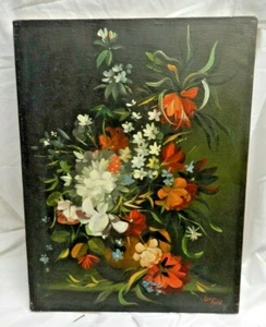 ANTIQUE EUROPEAN OIL PAINTING STILL LIFE 'FLOWERS' Signed "Leo Fahl" BEAUTIFUL. - Picture 1 of 12