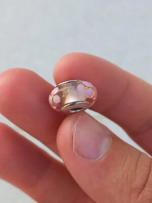 Authentic Pandora Murano Glass Baby Pink Flowers Charm 790619 Retired 925 Silver - Immagine 1 di 4