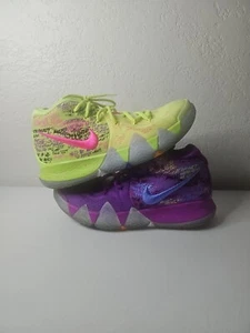 NIKE KYRIE 4 IV CONFETTI 2017 NEON YELLOW PURPLE WHAT THE SZ 8 RARE SIZE NO BOX - Picture 1 of 6