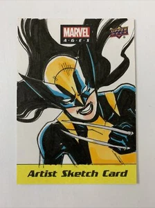 2020 Upper Deck Marvel Ages Nicole Nik Virella tarjeta de boceto artista dama Wolverine - Imagen 1 de 2