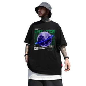 T-shirt mezza manica Niepce uomo blu pianeta grafica tecnica evoluzione spaziale - Foto 1 di 23