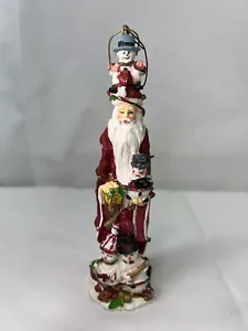Vtg Christmas Ornament Ceramic Santa Skinny Rustic Christmas Snowman Garland 6” - Picture 1 of 5