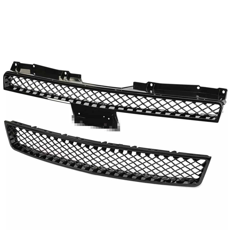 Black Front Upper+Lower Grille For Chevy Tahoe Suburban Avalanche 2007-2014 - Image 1 of 4