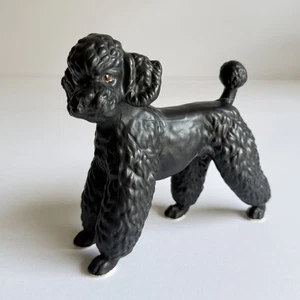 VTG Standing Lefton Black Poodle Dog Figurine H7328 Japan 5.5” Tall {flawed} - Picture 1 of 11