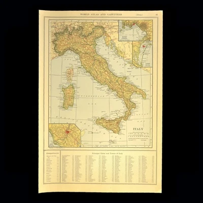 1919 Vintage Map of ITALY Railroad Map Wall Art Old Original Rome Venice DATED - Image 1 of 4