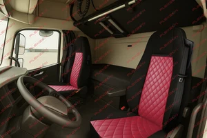 2 x Coprisedile Rosso Camion Ecopelle Imbottita per Volvo FH12 Euro 5 2006-2015 - Imagen 1 de 6