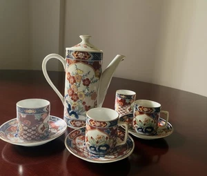 Andrea by Sadek Kaffee Tee Set 13 Teile Vintage Made In Japan Rosen Design - Bild 1 von 19