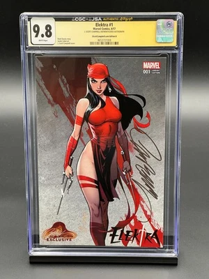 Elektra #1 CGC 9.8 JSA (2017) - Signed J Scott Campbell .com Edition B - Image 1 of 2
