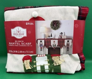 Holiday Time Christmas Nutcracker Mantel Scarf 82x29 Multicolor Plaid Red NEW - Picture 1 of 5