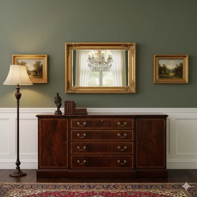 Ethan Allen Georgian Flame Mahogany Breakfront / Buffet - Image 1 of 4