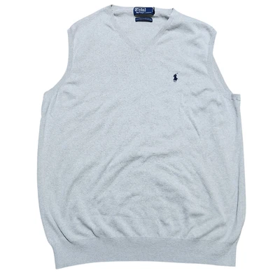 VTG Polo Ralph Lauren V Neck Sweater Vest LT Men Pullover Pima Cotton Preppy Y2K - Image 1 of 4