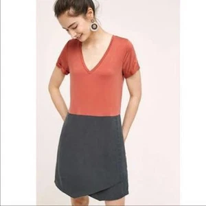Anthropologie DOLAN Left Coast Color Block Dress Grey Terra - Picture 1 of 9