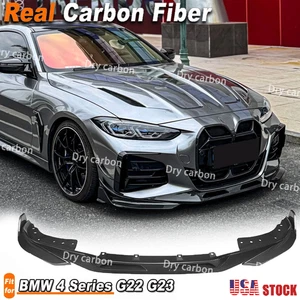 Carbon Fiber 3PCS For BMW G22 G23 M440i M-Sport 2021+ Front Bumper Lip Splitter - Picture 1 of 12