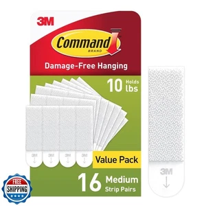 Command 10 lb Medium Picture Hanging Strips 16 Pairs (32 Command Strips), Dam - Picture 1 of 5