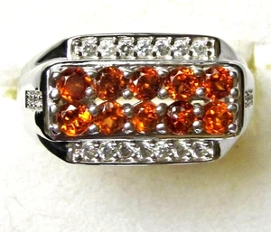Ceylon Hessonite Garnet Ring / size 10 / 925 Sterling Silver / 1.7cts  7.4g - Picture 1 of 5