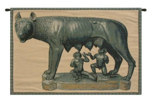 Alberto Passini Italienischer Wandteppich - Lupa Capitolina Webkunst Meisterwerk - Bild 1 von 5