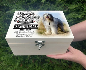 Memory keepsake box, Wooden urn / casket, Dog loss or any pet can be printed. - Picture 1 of 12