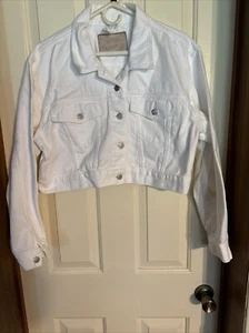 Womens Size XL White Moda INTL Denim Button Jacket Coat Winter Fall Spring - Picture 1 of 10