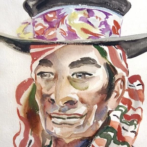 portrait Homme au Chapeau Circa 1930 Dessin Aquarelle - Picture 1 of 8