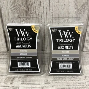 2 WOODWICK HIGHLY FRAGRANCED WAX MELTS Fireside Redwood Sandlewood/Clove New - Picture 1 of 3
