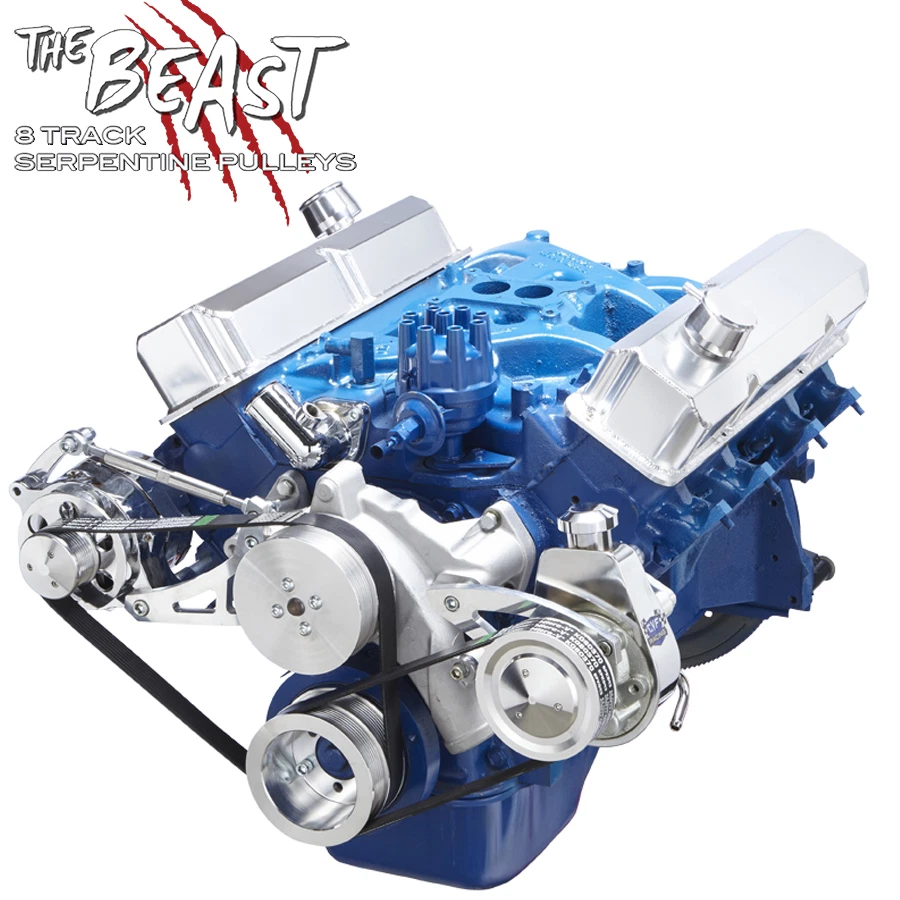 Ford FE Engine Serpentine Pulley Conversion Kit 352 390 427 428 Power Steering - Image 1 of 4