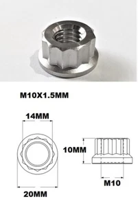 TITANIUM 12 POINT NUT M10X1.5 GRADE 5 6AL-4V 10X1.5 - Picture 1 of 2
